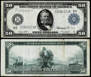 1914 $50 Federal Reserve Large Size Note ~ PHILADELPHIA ~ VERY FINE - Picture 1 of 1