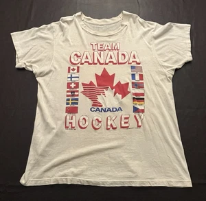 Camiseta de hockey vintage 1983 TEAM CANADA beige papel fino XL - Imagen 1 de 9