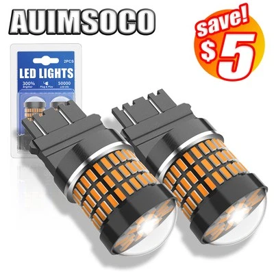 3157 Amber Yellow Turn Signal LED Bulbs CANBUS No Load Resistor Needed Pair Kit - Imagem 1 de 4