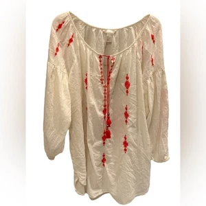 H&M Cream Orange Embroidered Tunic Dress Hippie Boho Gypsy City Newspapers 14 - Picture 1 of 3