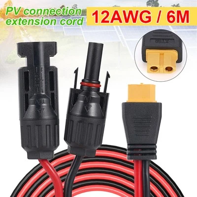 12 AWG 20 ft XT60 Female to Solar Connector Solar Panel Extension Charging Cable - Image 1 of 4