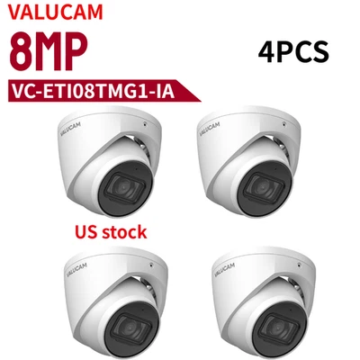 4*Cámara IP Valucam 8MP 4k POE Stock EE. UU. MICRÓFONO Vehículo Humano Visión Nocturna IR H265+ Foto 1 de 4