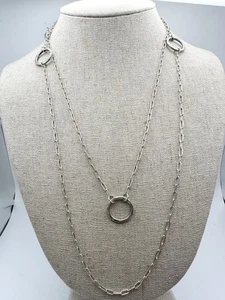 925 Sterling Silber Büroklammer Kette Kreis Charm Halskette 44" - Bild 1 von 7