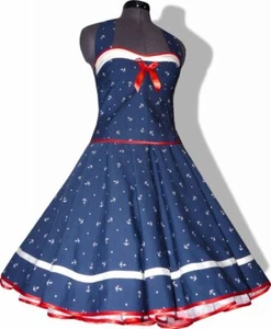 Kleid 50er Jahre zum Petticoat Marine Sailor blau Anker weiß rot nach Maß - Bild 1 von 5