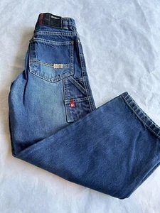 Vintage South Pole Jeans Boys 8 Blue Dark Wash Wide Leg Baggy Logo Y2K - Picture 1 of 13