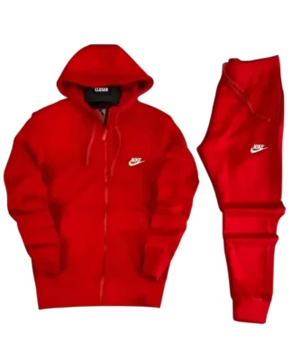 Men's Nike Hoodie Full Zip 2 piece Red color tracksuit Sportswear Fleece track - Image 1 of 4