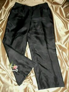 14P Dress Pants Slacks Black Shantung Poly NWOT & Anne Klein Vintage Silk Scarf