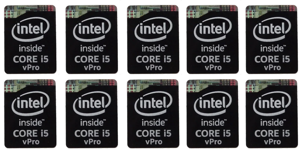 Lot of 10 Intel Core i5 vPro Black Sticker 15.5 x 21mm Case Badge Sticker Decal - Image 1 of 1