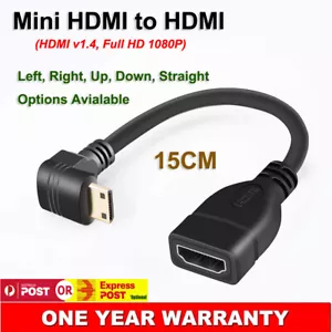Mini HDMI Male to HDMI Female Converter Adapter Cable Charger HDTV Connector AU - Foto 1 di 10
