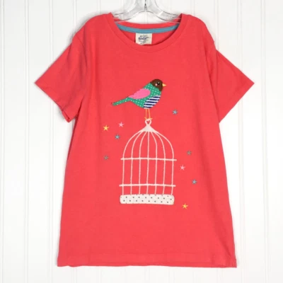 Bird And Cage Mini Boden Girls Graphic T-Shirt Pink Applique Short Sleeve 10 - Image 1 of 4