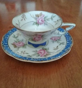 Vintage Lefton China Demitasse Tasse & Untertasse, zart, schöne Farben! - Bild 1 von 5