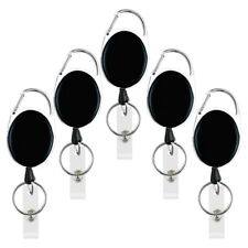 1X(5 Pack Heavy Duty Retractable Badge Reel Id Card Holder with Clip and Keyrin