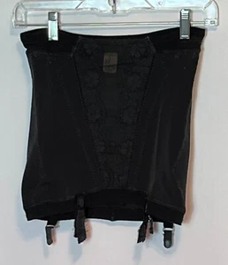 Vtg Girdle Garter Hollywood Vassarette Open Bottom Rubber Medium Black Clips - Picture 1 of 14