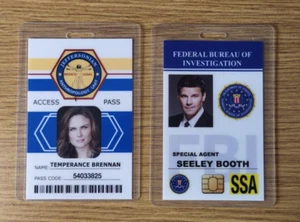 Bones Jeffersonian TV ID Badge- Temperance Brennan & Agent Seeley Booth cosplay - Picture 1 of 7