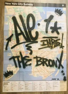 New York Graffiti Art ALE ONE Hand Signed NYC Subway Map