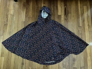 Herschel Voyage Poncho Women's Black Print Flowers Lightweight Hooded Size XS - Picture 1 of 5