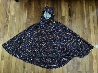 Poncho Herschel Voyage para mujer estampado negro flores ligero con capucha talla XS Foto 1 de 4