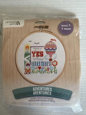 Leisure Arts Cross Stitch Project 21 Pieces Say Yes to New Adventures Open Pkg - Image 1 of 4