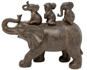 Hand Painted  Elephant Elegant Figurine Resin Statue Abstract Gift Home Décor 8" - Picture 1 of 6