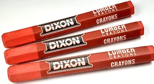 Pack of 3 - Dixon 52000 LUMBER CRAYON, Hex Shape - RED Dixon Wood & Log Markers - Picture 1 of 1