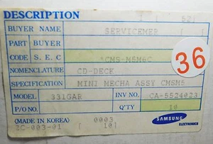 SAMSUNG CD DECK ASSEMBLY / CMS-M5M6C / MODEL 331GAR / I PIECE (qzty) - Picture 1 of 6