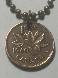 Canada 1 Cent Coin Pendant Canadian Maple Leaves Ottawa Toronto 24” Chain - Picture 1 of 4