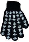 Trendy Damen Mädchen Handschuhe schwarz weiß Blumen Muster One Size NEU