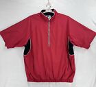 Footjoy Tour Collection Men?S Large Red 1/4 Zip Windbreaker Short Sleeve Jacket