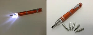 Precision Screwdriver Set, Mini Flashlight Screwdriver, 6 Bits, Orange - Picture 1 of 5