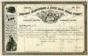 18__ Boston Hartford & Erie RR Stock Certificate - Picture 1 of 1