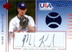 Mark Romanczuk autographed jersey relic baseball card 2005 Upper Deck #USAJ34