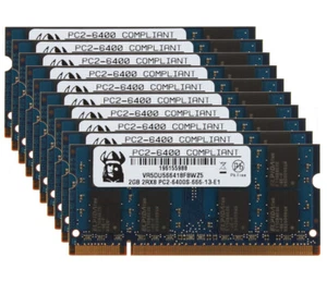 20GB 2GB x10pcs PC2-6400 2Rx8 DDR2-800Mhz Laptop SODIMM INTEL Memory RAM LOTS - Picture 1 of 7