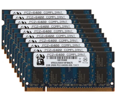 20GB 2GB x10pcs PC2-6400 2Rx8 DDR2-800Mhz Laptop SODIMM INTEL Memory RAM LOTS - Image 1 of 4