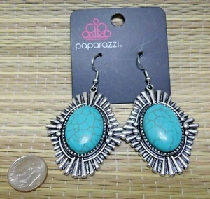 Paparazzi Jewelry Blue Crackle Stone Southwest, Earrings Set  - Picture 1 of 1