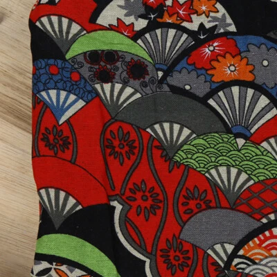 Japanese Oriental Fabric Linen Cotton Ethnic Traditional Floral Sewing Craft DIY - Image 1 of 4