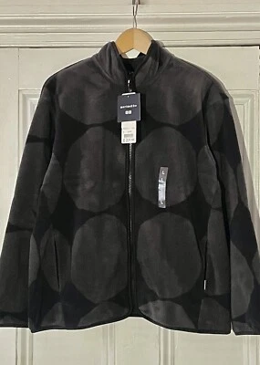 Marimekko Uniqlo Women’s Black Grey Kivet Spot Print Fleece Jacket L UK 14 EU 42 - Image 1 of 4