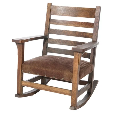 Antique Arts & Crafts Mission JM Young Oak Rocker Circa 1910 Cover