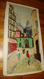 Original Impressionist Oil painting on Canvas Signed ,Unstretchd Cityscape Spain - Picture 1 of 5