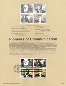 Página de recuerdo #9609 32c Pioneros de la comunicación #3061-64a USPS - Imagen 1 de 1