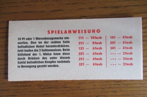Novomat - Spielanweisung - original -60iger -70iger Jahre - Bild 1 von 2