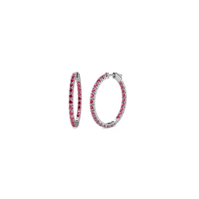 Ruby Inside-Out Hoop Earrings 0.95 ctw in 14K Rose Gold JP:36921 - Image 1 of 4