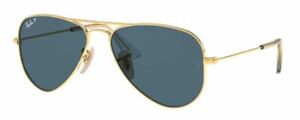 Ray Ban 9506/S 50 Aviator Junior 232/2V Sunglasses Gold Bambino Dark Blue Polar