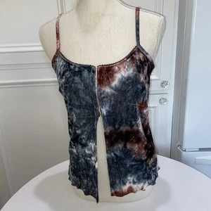Y2K Crushed Velvet Cami Gr. S Burgundy Grey Fairy Grunge WhimsiGoth Strappy - Bild 1 von 9