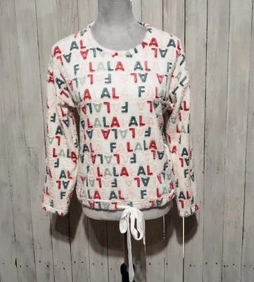 Bearpaw M 睡衣上衣女式圣诞柔软抽绳假日模糊长袖 — 第 1/4 张图片