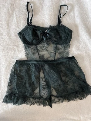 Victoria's Secret Lingerie Teddy French Maid Skirt Wicked Rose Lace Apron Small - Image 1 of 4