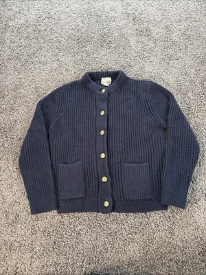 Vintage Sears Cardigan Mens Med Blue Cable Knit Chunky Fisherman Fashion Place - Image 1 of 4