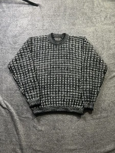 Vintage Anker Blau Pullover Herren XL Schwarz Weiß Grobstrick Acryl Rundhals 90s - Bild 1 von 6