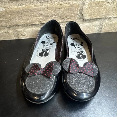 Disney Minnie Mouse Pisos Charol con Arco Ratón Brillante Niñas Talla 3 Foto 1 de 4