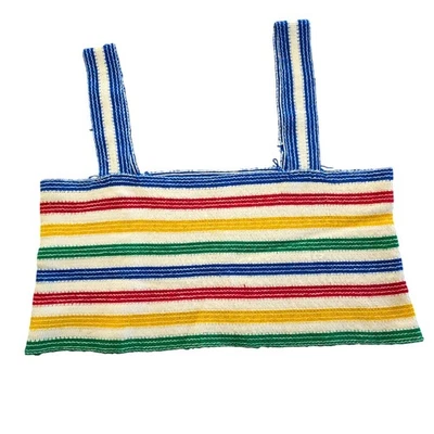 Top tubo tejido a rayas arco iris con flecos S&M RN 46668 vintage años 70 80 retro pequeño Foto 1 de 3