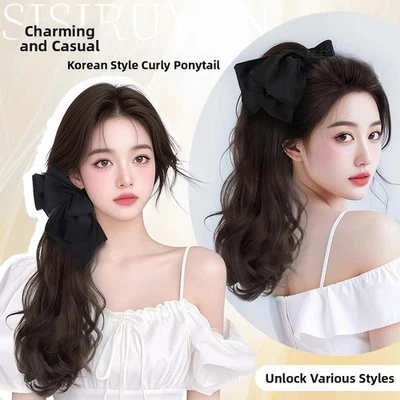 Sweet Long Curly Ponytail Hairpiece Claw Clip Ponytail Wig  Daily - Image 1 of 4